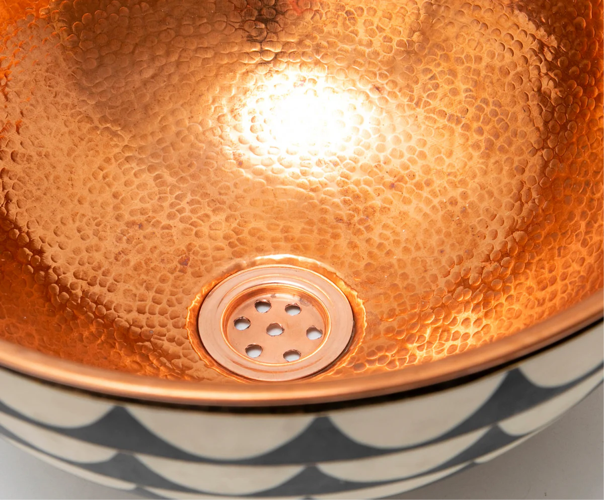 Copper Vanity Sink Vessel, Resin and Bone Sink,Bathroom Copper Sink