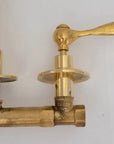 Unlacquered Brass Wall Mount Built In Bathroom Vanity Sink Faucet With lever Handles - NORD BRASS