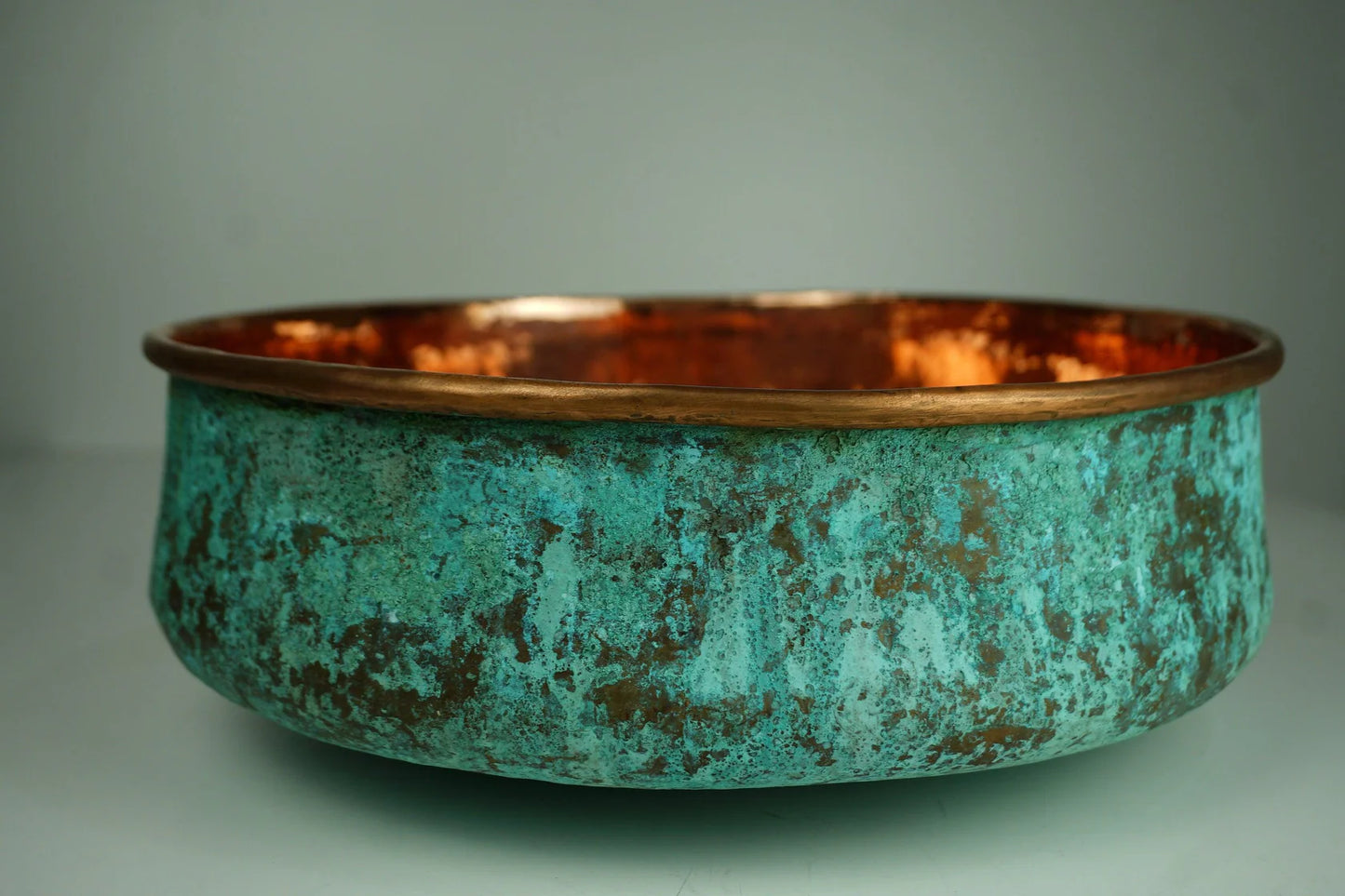 Verdigris Patina Copper Top Mount Bathroom Vessel Sink Vanity