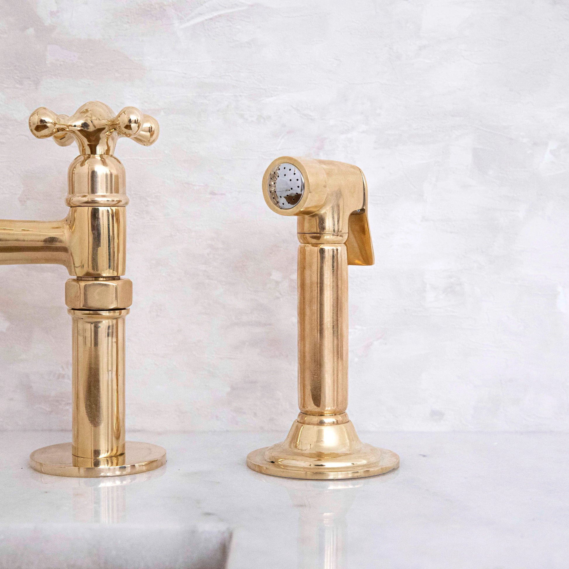 Unlacquered Brass Kitchen Bridge Faucet - NORD BRASS