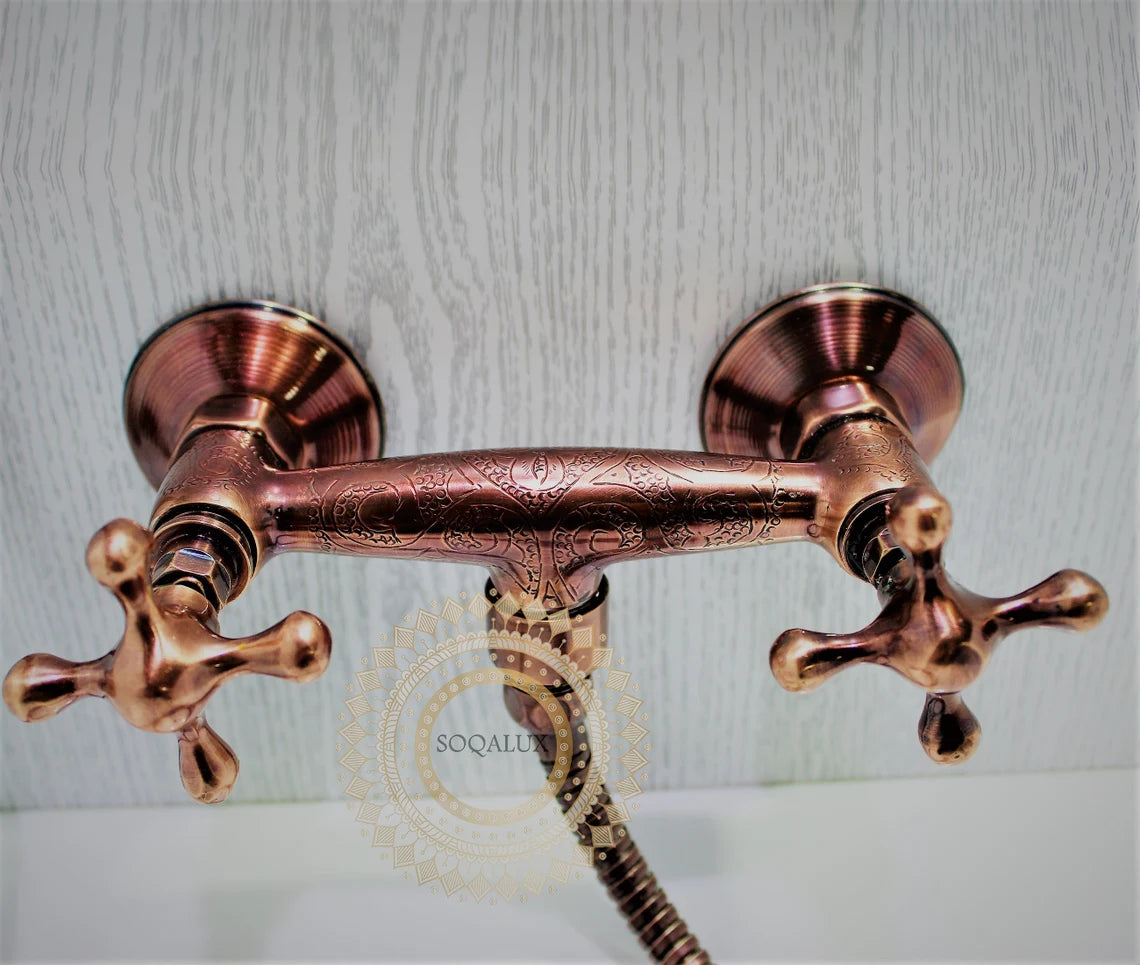 Wall Mount Hand Shower Set in Stunning Copper Finish - NORD BRASS