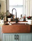 Apron Front Copper Kitchen Sink, Farmhouse Copper Kitchen Sink 14 gauge