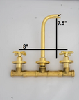 Unlacquered Brass Bathroom Faucet - Antique Brass Wall Mount Faucet