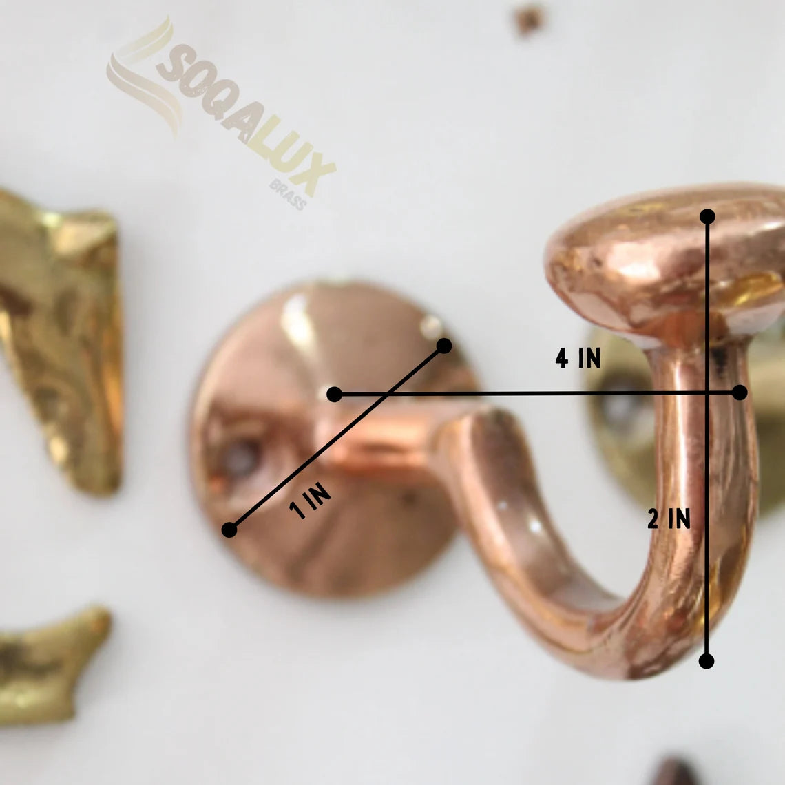 Rustic Wall Mounted Brass Hooks for Bathroom and Coat Hanging - NORD BRASS