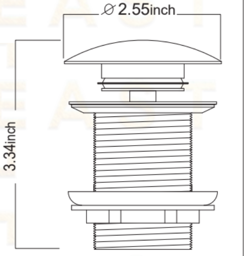 Solid Brass Drain, Push Up Button - NORD BRASS