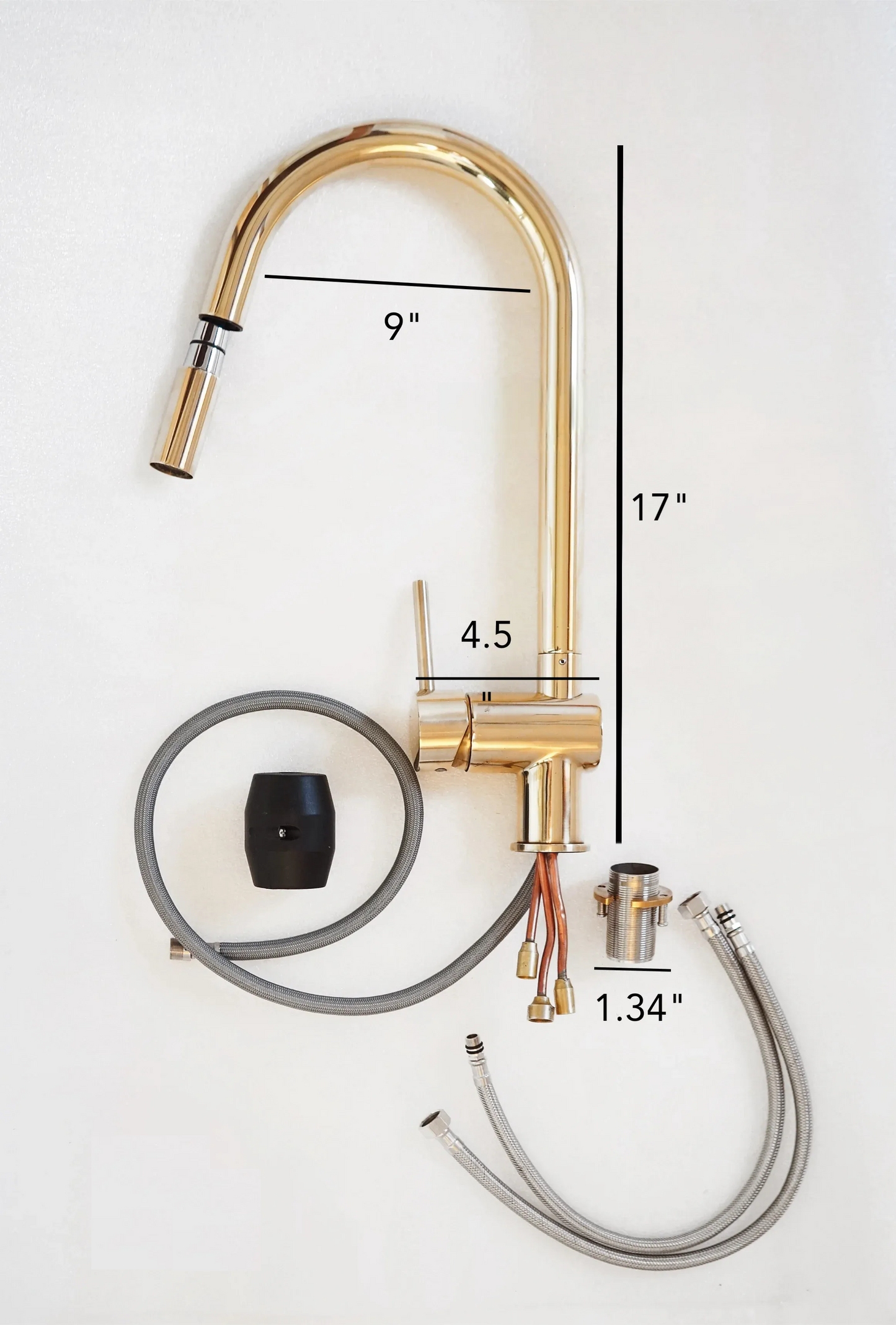 Solid Brass Pull Down Kitchen Faucet, Single Hole Kitchen Faucet