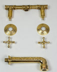 Brass Bathroom Faucet, Antique Brass Wall Mount Faucet