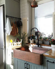Apron Front Copper Kitchen Sink, Farmhouse Copper Kitchen Sink 14 gauge