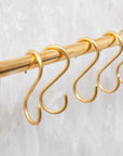 Unlacquered Brass Wall Mount Pot Rail Bar With Hooks, Brass Pot Rack