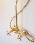 Unlacquered Brass Shower System with Handheld - Solid Brass Exposed Shower