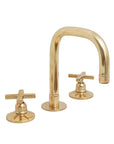 Unlacquered Brass 3 Holes Widespread Faucet - Deck Mount Brass Bathroom Tap