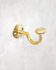 Unlacquered Solid Brass Curved Hook