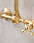 Unlacquered Wall Mounted Brass Gooseneck Faucet for Bathroom and Kitchen