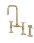 Solid Unlacquered Brass Kitchen Bridge Faucet - Brass Kitchen Tap