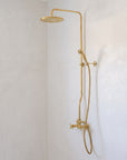 Unlacquered Brass Shower System with Handheld - Solid Brass Exposed Shower