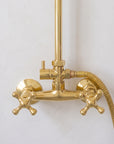 Unlacquered Brass Shower System with Handheld - Solid Brass Exposed Shower