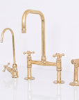 Solid Unlacquered Brass Kitchen Bridge Faucet - Brass Kitchen Tap
