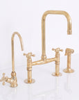 Solid Unlacquered Brass Kitchen Bridge Faucet - Brass Kitchen Tap