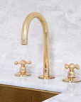 Unlacquered Solid Brass Deck Mounted Faucet - Brass 3 Hole Widespread Bathroom Tap