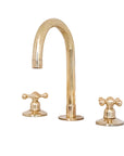 Unlacquered Solid Brass Bathroom Faucet - Brass 3 Hole Widespread Vanity Tap