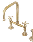 Solid Unlacquered Brass Kitchen Bridge Faucet - Brass Kitchen Tap