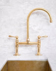 Unlacquered Brass Bridge Kitchen Faucet