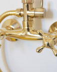 Unlacquered Brass Shower System with Handheld - Solid Brass Exposed Shower