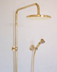 Unlacquered Solid Brass Shower System with Handheld - Exposed High Pressure Shower