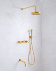 Solid Brass Rainfall Shower - Unlacquered Brass Shower Set - NBCS01