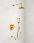 Solid Brass Rainfall Shower - Unlacquered Brass Shower Set - NBCS03