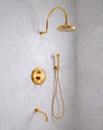 Solid Brass Rainfall Shower - Unlacquered Brass Shower Set - NBCS04