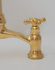 Brass Bridge Kitchen Faucet - V Shaped Unlacquered Brass Faucet - NORD BRASS