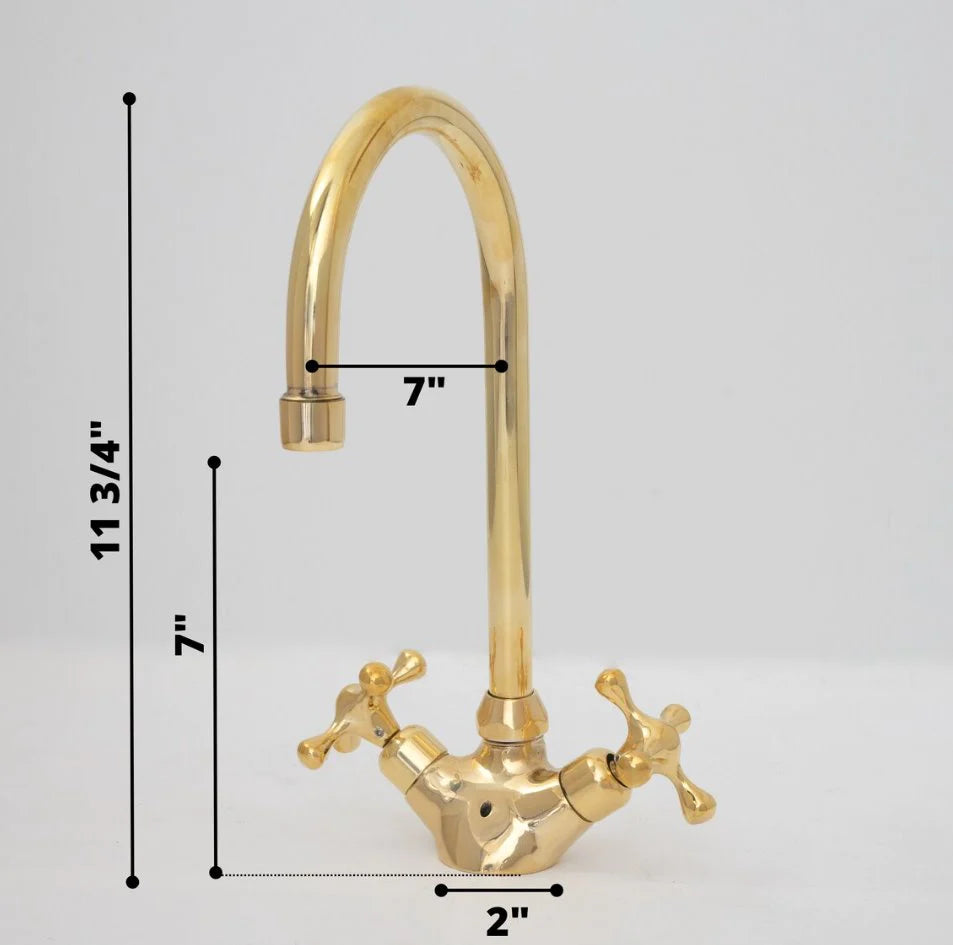 Brass Single Hole Bathroom Faucet - Antique Brass Bathroom Faucet - NORD BRASS