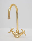 Brass Single Hole Bathroom Faucet, Antique Brass Gooseneck Bathroom Faucet