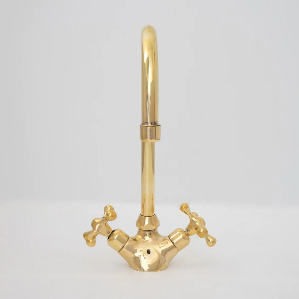 Brass Single Hole Bathroom Faucet - Antique Brass Bathroom Faucet - NORD BRASS