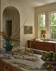 Brass V-Style Bridge Kitchen Faucet, Arched Brass Tap