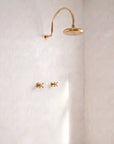 Solid Unalcquered Brass Concealed Shower – Rainfall Curved Head Shower