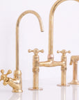 Unlacquered Brass Bridge Kitchen Faucet - Solid Brass Kitchen Tap