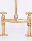 Solid Unlacquered Brass Kitchen Bridge Faucet - Brass Kitchen Tap