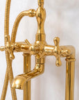 Unlacquered Solid Brass Tub Filler - Brass Freestanding Tub Filler Faucet