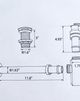 Solid Unlacquered Brass P-trap and Sink Stopper, Push Up Button, Pop Up Drain, Brass Water Trap