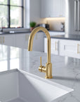 Unlacquered Brass Single Hole Basin Faucet - Solid Brass Bar Prep Faucet