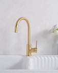 Unlacquered Brass Single Hole Basin Faucet - Solid Brass Bar Prep Faucet