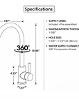 Unlacquered Brass Single Hole Basin Faucet - Solid Brass Bar Prep Faucet