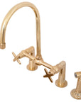 Brass Bridge Kitchen Faucet - Classic Solid Brass Tap