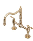 Unlacquered Brass Bridge Kitchen Faucet - Solid Brass Vintage Tap