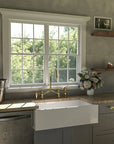 Brass V-Style Bridge Kitchen Faucet, Arched Brass Tap