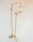 Unlacquered Brass Shower System with Handheld - Solid Brass Exposed Shower