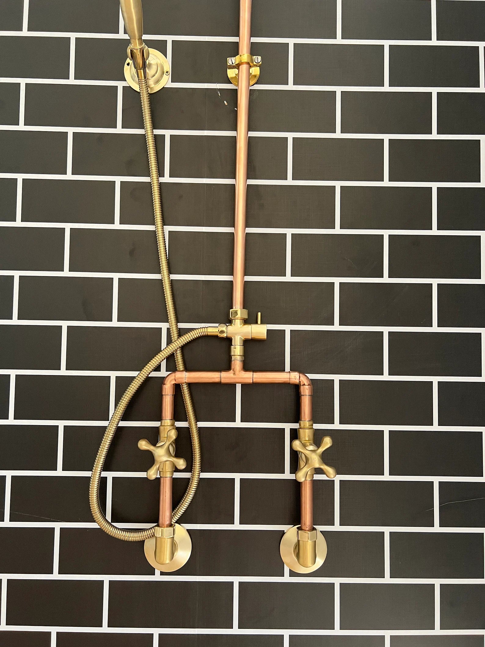 Copper Outdoor Shower ,Exposed Wall Mounted Copper Shower System ,Industrial design Shower