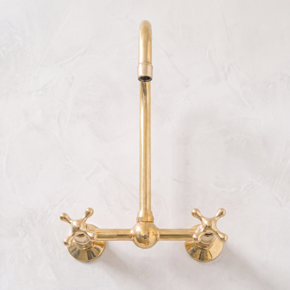 Unlacquered Wall Mounted Brass Gooseneck Faucet for Bathroom and Kitchen